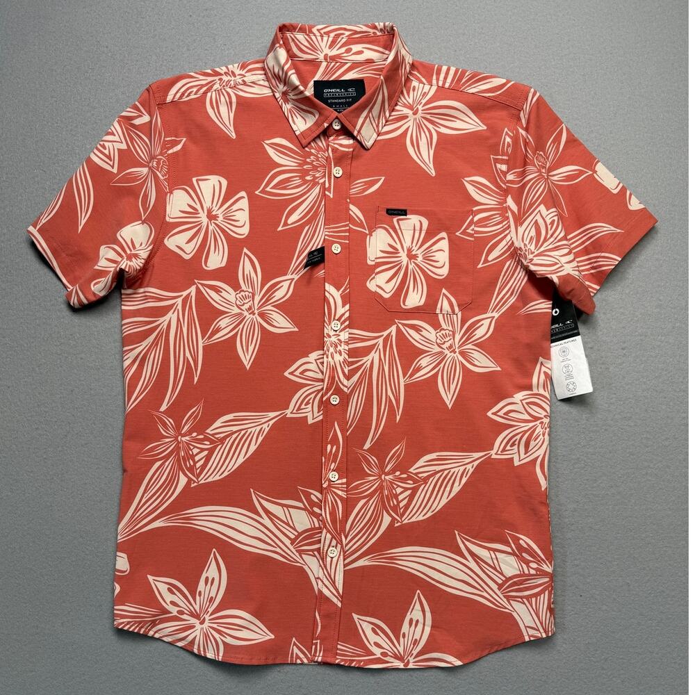 O'Neill Traveler Upf Traverse Short sleeve Casual Shirt Auburn Small $70
